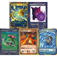 5Pcs Pokemon Cards Gengar Charizard Blastoise Venusaur N64 Retro Game Style PTCG Battle Cards Collection Pokemon Cards Gift