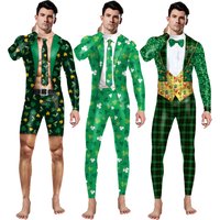 Cosplay Bodysuit Men Saint Patrick's Day Party Outfit Catsuit Jumpsuits Performance Costumes Party Zentai Suit Fancy Clothing