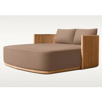 Patio Solid Teak Wood Leisure Daybed Outdoor Double Chaise Lounge New Design Modern Style Hotel