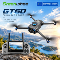 GREENWHEE GT60 GPS-Drohne mit 4,3-Zoll-Bildschirm-Fernbedienung, 5G-WLAN-FPV-Faltdrohne, HD-Kamera mit Gimbal-Stabilisierung, optischer Flusspositionierung, GPS-Autoreturn, bürstenloser