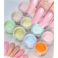 7g*12Colors Professional Acrylic Nail Powder Nude Pink Green Blue Crystal Powders for Nail Art Extension Dipping Pigment Dust