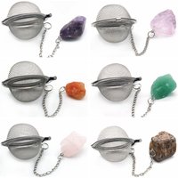 Infusers for Loose Tea Mesh Strainer with Extended Chain Key Rings Hook Stainless Steel Charm Energy Trays Crystal Shaker Ball