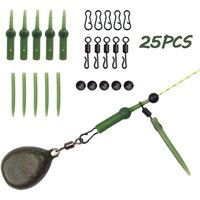 25Pcs Carp Fishing Accessories Kit Included Quick Change Swivels Anti Tangle Sleeves Chod Rig Buffer Tapered Tail Helicopter