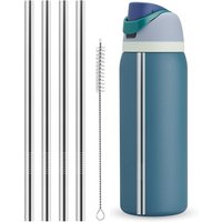 2/4/6Pcs Metal Straw Replacement for Owala Water Bottle 40 oz Accessories, With Straw Cleaner, Reusable Stainless Steel Straws