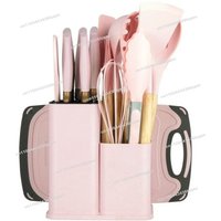 Silicone Kitchenware 19-piece Knife Set Kitchen Tools with Storage Spatula Spoon Scraper Cutting Board