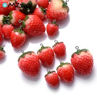 5pcs Strawberry Resin Pendant Charms Fruit Fashion Pendant DIY Earrings Jewelry Accessories