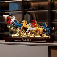 Modern Home Decor Eight Horses Figurine Ornament Luxury Art Living Room Study Office Desk Decoration Wealth Prophecy Statue Gift
