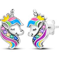 925 Sterling Silver Crown Unicorn Stud Earrings For Women Cute Fantasy Dangle Earrings Sweet Versatile Jewelry Gift