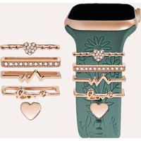 5pcs Rhinestone Watchband Ring Loops Nails Studs, Cute Metal Watch Strap Charms Decorations Compatible With IWatch Series Watchb