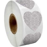 Exquisite 50-300pcs Silver Shiny Dot Heart Shaped Stickers Seal Labels for Gift Package Glitter Card Handmade Decoration 1inch