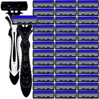 Men's Safety Razors, with 3-Layer Waterproof Stainless Steel Blades Refills for Face & Body Manual Shaver, Smooth Shave