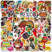 50Pcs Mexican Theme Graffiti Stickers Colorful Cartoon Aesthetic for Water Cup Phone Computer Notebook Stationery Luggage