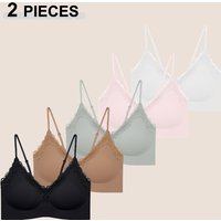 2Pc Summer Traceless Gathering Bra For Women Sexy Lace V-Neck Jelly Strip Thin Bra Female No Wire Small Bust Seamless Brassiere
