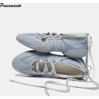 Ins style Fashion Air Mesh Cross-tied Women Ballet Sneakers Comfortable Soft Sole Sports Walking Loafers Casual Flats Shoes