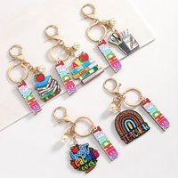 New Campus Style Graduation Season Best TEACHER Wooden Book Keychain Pendant