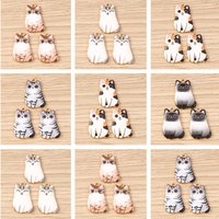 10pcs 16x25mm Cartoon Animal Charms Enamel Cat Charms Pendants for Jewelry Making Earrings Necklaces Bracelets DIY Crafts Supply