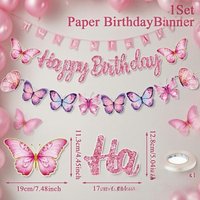 1 Pcs Bow Birthday Party Banner Banner Butterfly Flag Pull Flag Party Background Decoration
