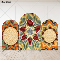 Traditional Ethiopian Floral Arch Round Backdrop Cover Africa Colorful Basket Arch Wall Panels Mexican Birthday Party Decoration