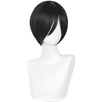 Women Men Hair for Mikasa Ada Cosplay Wig Short Straight Black Anime Party Halloween Costume Wigs