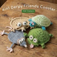 4pcs 3D Knitted Felt Coaster Animal Shape Cup Coasters Funny Frog / Squirrel / Turtle / Mouse Cup Pad Set For Table Drinks Deco