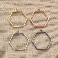 10pcs 29x28mm Hexagon Geometric Hollow Zinc Alloy Metal Frame Bezel Epoxy Resin Pendant Tray For DIY Jewelry Making Accessories