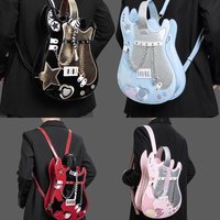 2026 New Silver Pink Guitar Bag Fashion Color Block Cute Scarf Shoulder Crossbody Backpack Sweet Heart Bag for Women