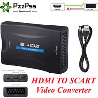 HDMI to SCART HD 1080P Video Audio Adapter Universal Converter Adapter for HD TV DVD Box Low Power Consumption with Power Cable