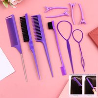 【6/10pcs Hair Styling Combs Set Teasing Hair Brush Triple Teasing Comb Rat Tail Combs Edge Brush Hair Tail Braid Tool Loop】