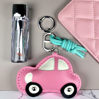 Cute PU Leather Car Keychain - Handmade Mini Car Bag Charm with Silver Snout Hook & Colorful Candy PU Leather Strap, Cute Gift
