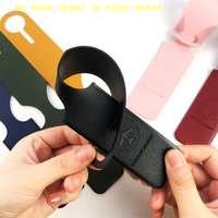 【X】Luggage Tag PU Leather Long Strip Hanging Luggage Tag Portable Travel Accessories for Suitcase Backpacks Name ID Address Tags