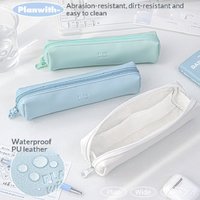 Planwith Mini Pencil Case Stationery Organizer Waterproof Portable PU Leather Material Wear-resistant Dirt Resistant Easy Clean