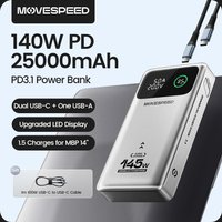 MOVESPEED M25Pro 140W Power Bank 25000mAh PD3.1 Fast Charge Portable External Battery 100W Powerbank for MacBook Notebook Laptop