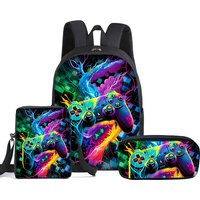Hot GamePad 3Pcs/Set Backpack With Messenger Bags ,Pencil Bag,School Bag For Boy/Girls Best Gift 3D Cartoon Student School Bags