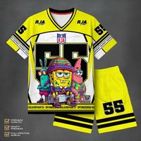 Potdemiel SpongeBob SquarePants Anime Allover Print Adult Kids T-Shirt & Shorts Athleisure Set Summer Quick-dry Soft Lightweight