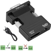 Full HD 1080P HDMI-compatible To VGA Converter With Audio Adapter HDTV Female to VGA Male Converter For PC Laptop HD TV Monitor