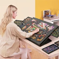 6-Drawer 1500pcs Jigsaw Puzzle Table, Felt Board with 6pcs Drawers, Tilting 2-in-1 Stand & Cover, Lightweight Portable for Gift