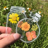 30Pcs Transparent Dried Flower Bookmarks Herbarium Bookmarks Flower Page Clips Reading Mark Glassware Shape Bookmarks Stickers