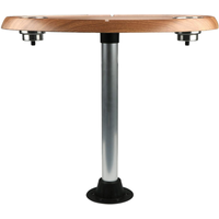 Brown Oval Boat Table with Built-In Cup Holders Marine Pedestal Table Leg Set