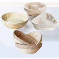 Natural Rattan Banneton Bread Proofing Basket with Linen Cloth Liner Sourdough Dough Fermentation Basket Bread Baking Tools