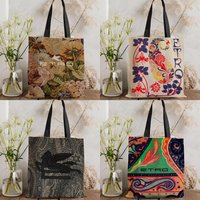E-etro design Storage Bags Double-Sided Printed Canvas Tote Bag Eco-Friendly Reusable Large Capacity Handbag