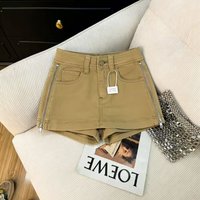 Khaki Zipper Design High Waist Denim Skirt Shorts Summer New Spice Girl Cargo Skirt Women