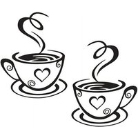 Dual Coffee Cup Sticker Removable Diy Mug Decal Wallpaper Coffee Bar Wall Decor Removable Signs For Kitchen Coffee Station Cafe