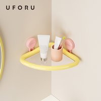 UFORU Suction cup triangle shelf Wall-mounted perforation-free dopamine storage shelf Bathroom shower gel organizer