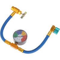 R1234YF Refrigerant Charging Hose with Gauge 1/2 ACME LH Self-Sealing Tap 14mm Low Side Quick Coupler for A/C AC Recharge Tool