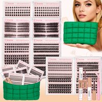 DIY Lashes Clusters Lash Kit Style Mixed Volume C-Curl False Eyelashes Extensions Kit with Bond&Seal Wispy Lash Cluster