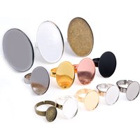 13x18mm 18x25mm 30x40mm Fashion Colors Plated Brass Oval Adjustable Ring Settings Blank,Fit 10x14-30x40mm Cabochons