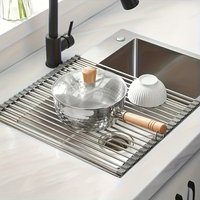 1pc Folding drain rack, dish storage rack, food cleaning rack, hot pot insulation pad, kitchen accessory organizer