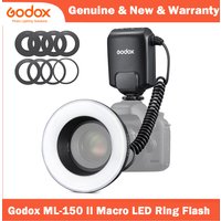 【KR&MX】Godox ML150 II Macro Ring Flash with 8pcs Adapter Ring for Sony Canon Nikon Fuji Olympus Panasonic DSLR Cameras