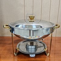 4 Pack 5 Litre Round Chafing Dishes with Lid & Lid Holder Stainless Steel Chafer Food Warmer for Party Weddings Catering Events