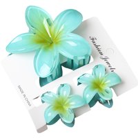 3pcs Hawaiian Flower Women's Hair Clips, Plum Hair Clips for Thick and Thin Hair, Beach Party Tropical Resort Hair Accessories